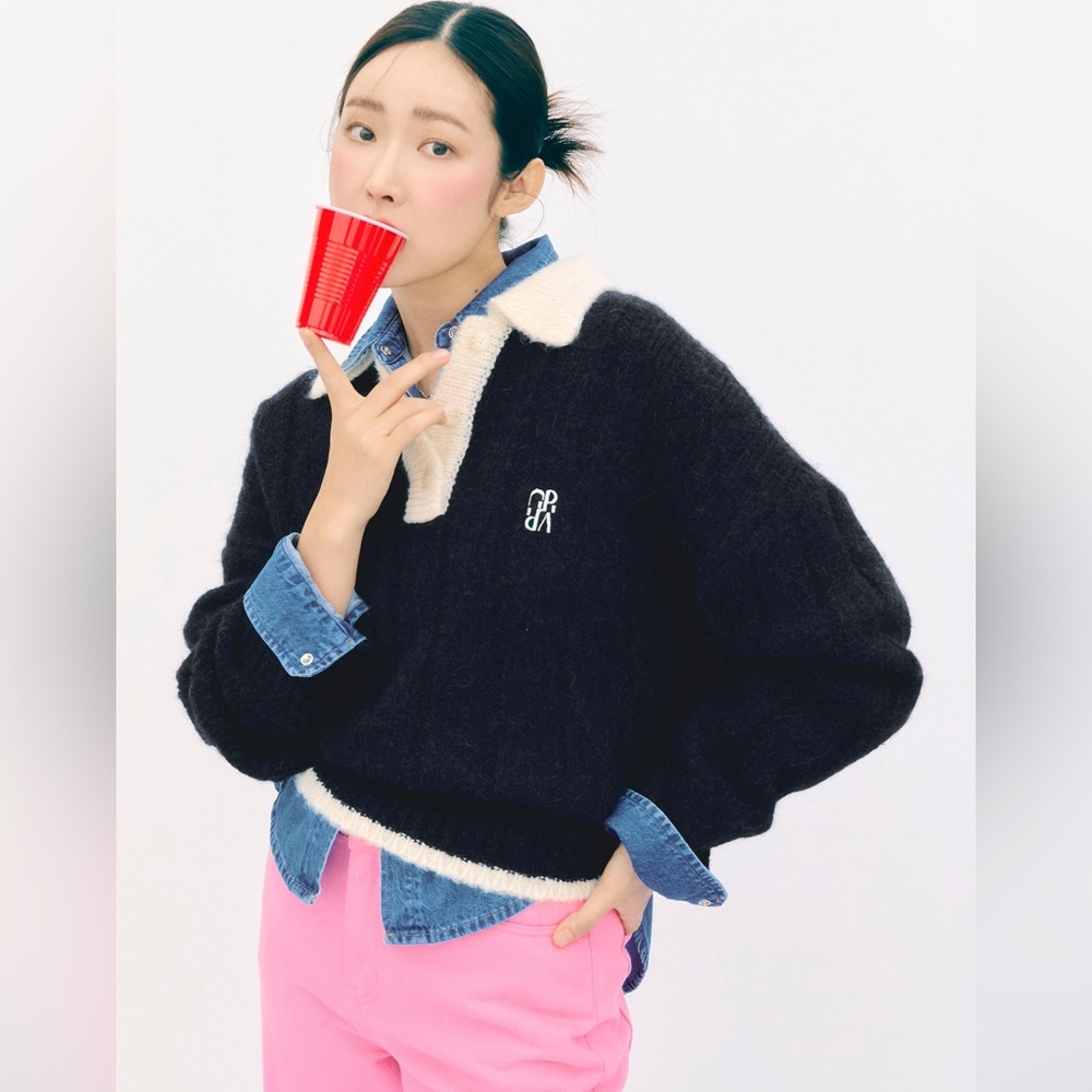 GROVE Navy sweater korean brand